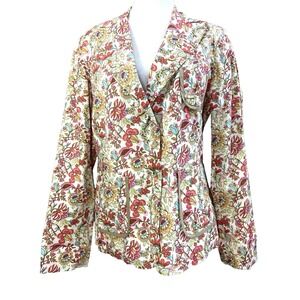 Coldwater Creek Womens Jacket Small Floral Pink Cotton Lightweight Summer Casual